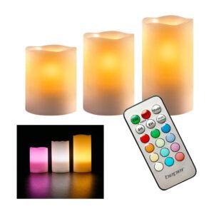 Jgo 3 Velas Led C/Mando y Cambio Color Beper 
