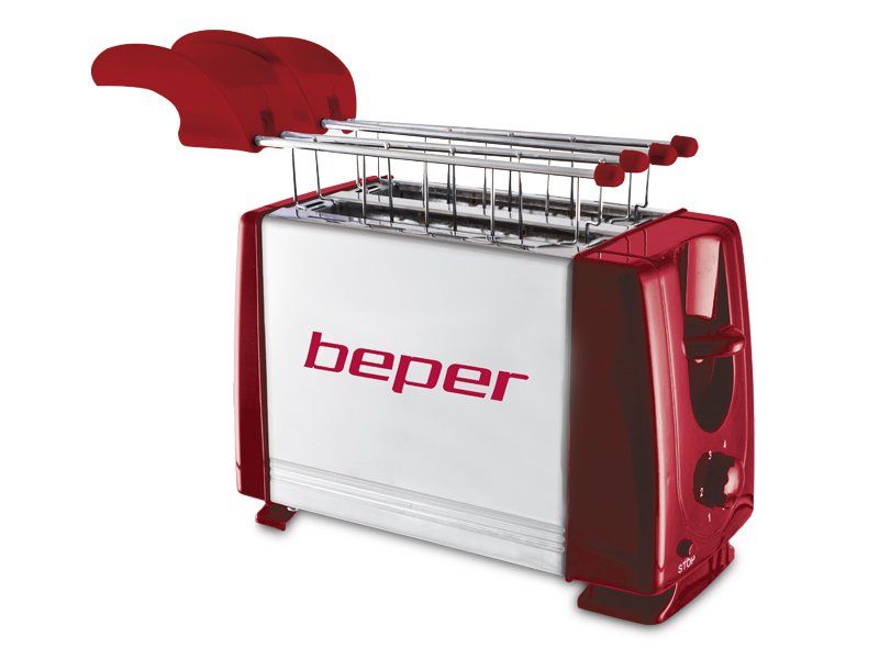 Tostador Doble Inox Rojo Beper